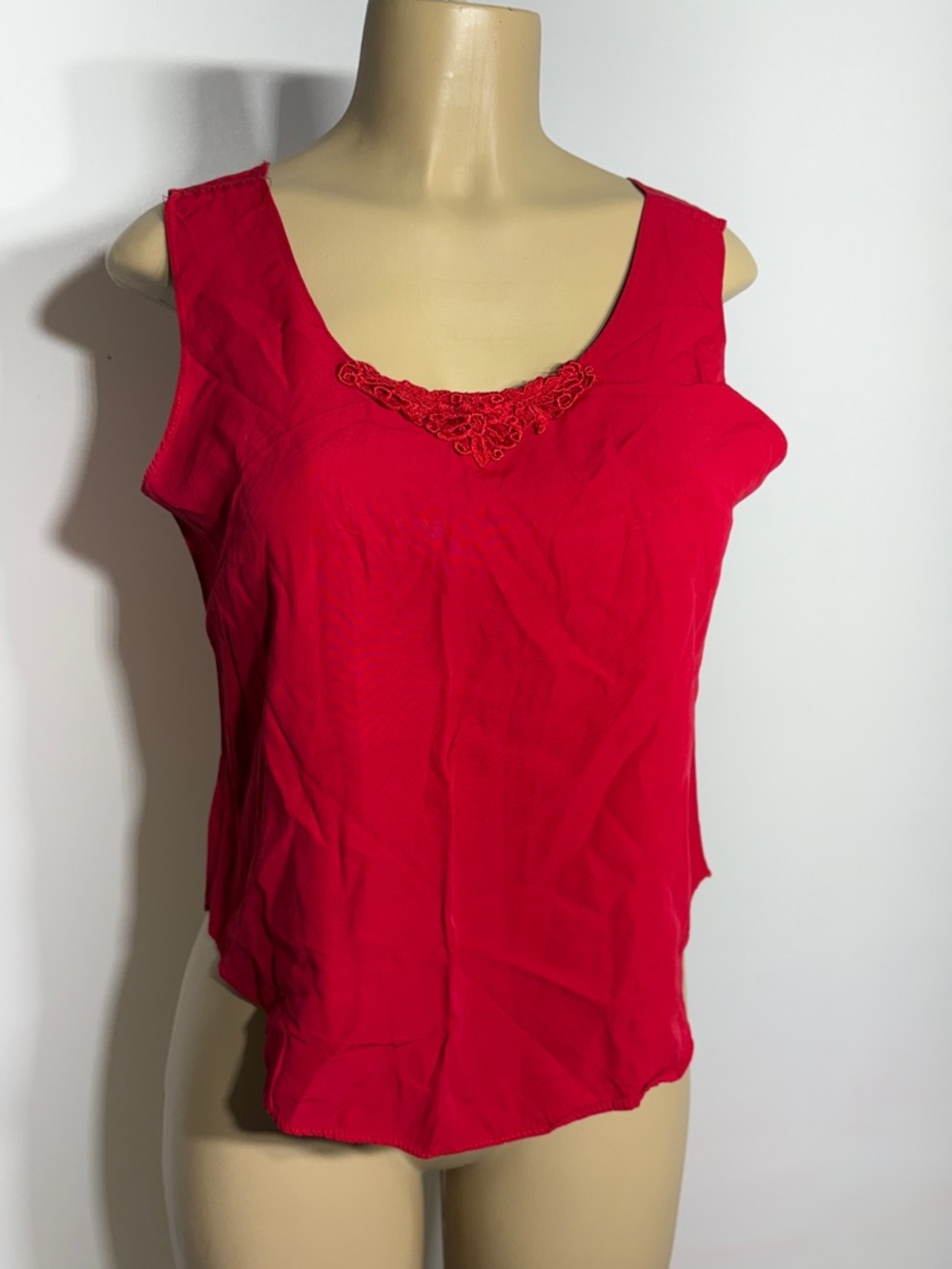 Together Bright Red Scoop Neck Tank with Lace Trim